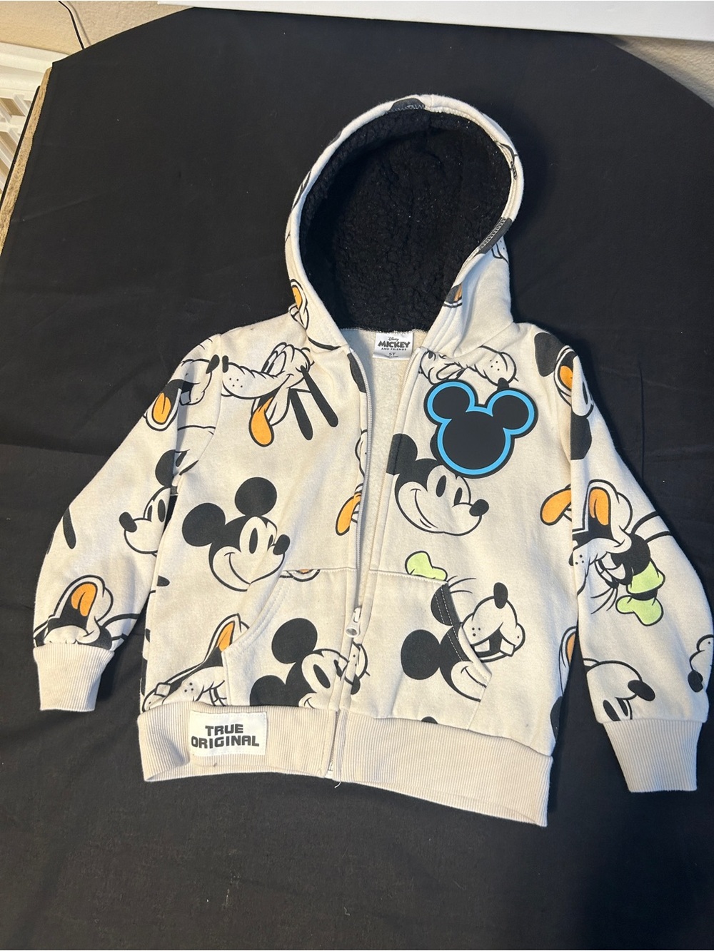 Disney White Mickey Mouse Allover Zip Hoodie with Black Lining